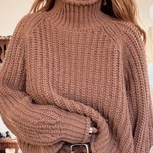 H&M Cozy Chunky Turtleneck Sweater - dusty rose